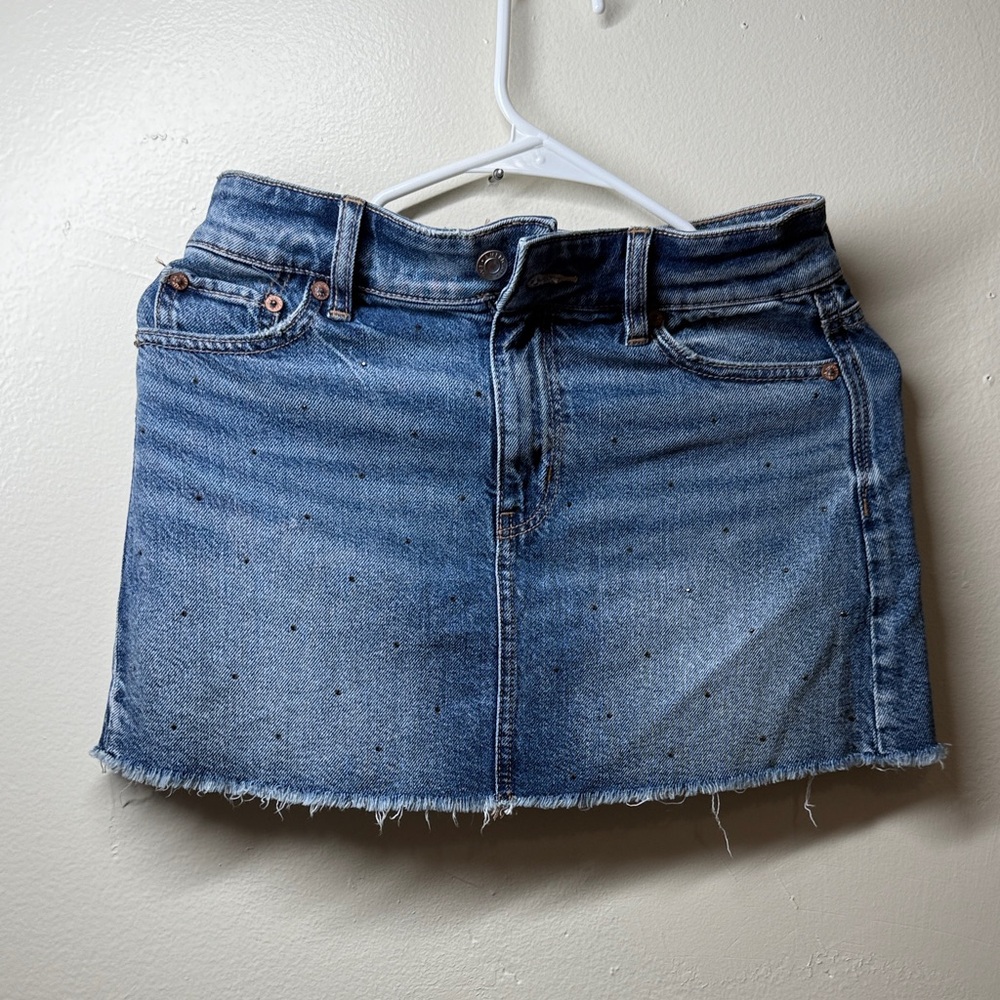 American Eagle Outfitters Blue Distressed Mini Skirt